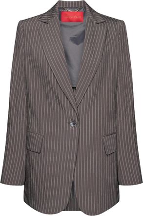 Elena Miro Classic Tailored Brown Pinstripe Woven Blazer