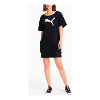 Puma (WMNS) PUMA Collar Contrasting Colors Printing Dress Black 584157-01