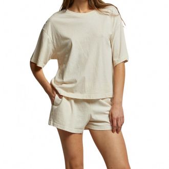 perfectwhitetee Gloria Short Sleeve Tee In Sand Dune