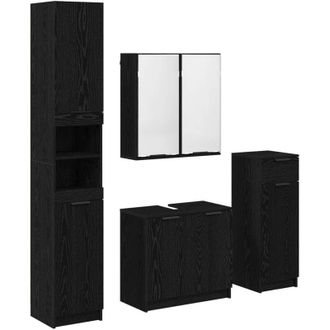 vidaXL Bathroom Furniture Set 4 pcs Black Oak Engineered Wood vidaXL