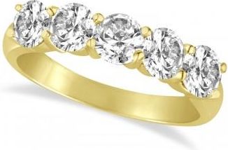 Allurez Five Stone Lab Grown Diamond Ring Anniversary Band 14k Yellow Gold (2.00 ctw)