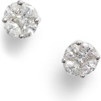 Bony Levy Gatsby Mixed Diamond Round Stud Earrings in White Gold/diamond at Nordstrom