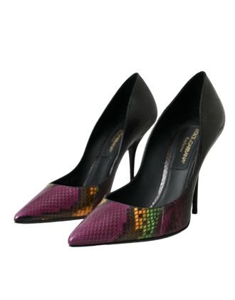 Dolce & Gabbana Womens Python Leather Pump Multicolor Cotton