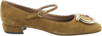 Ferragamo Marry Suede Gancini Ballerina Flats - Dames - Pumps - Bruin - 36 EU - Su&egrave;de - Schoenen