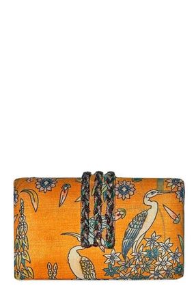 Simitri Printed Braid CLutch in Orange Paradise Bird at Nordstrom