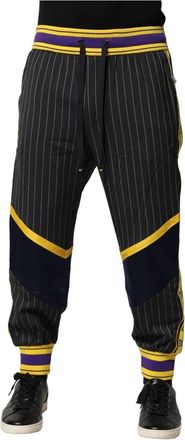 Dolce & Gabbana Multicolor Strepen Wol Jogger Broek - Heren - Sweatpants - Veelkleurig - L - Wol - Broeken