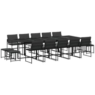 vidaXL Juego De Comedor De Jard&iacute;n 15 Pzas Con Cojines Textileno Negro Vidaxl