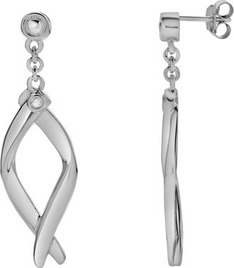 LuvMyJewelry Elmora Sterling Silver 0.02 Ct Diamond Twisted Drop Earrings