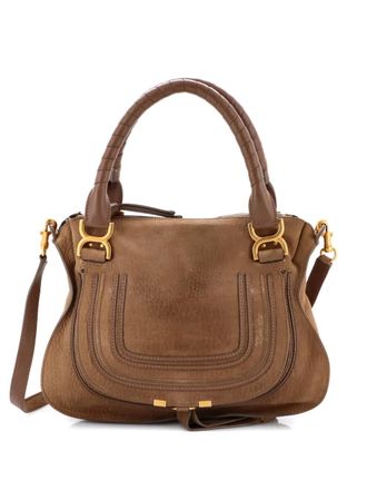 Chloé Borsa a tracolla Marcie media in nubuck - Marrone