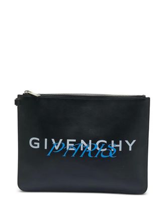 Givenchy leather logo clutch bag - Black