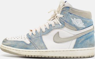 Air Jordan s Blue/white Leather And Suede Air Jordan 1 High Top Sneakers