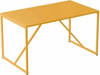 Oviala Mesa de comedor rectangular de 4 plazas de acero amarillo