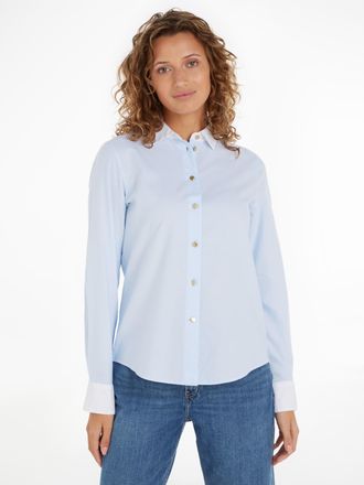 Tommy Hilfiger Hemdbluse TOMMY HILFIGER GOLD BUTTON REGULAR LS SHIRT, Damen, Gr. 34, blau (breezy blau), Web, Obermaterial: 100% Baumwolle, unifarben, regular fit, B