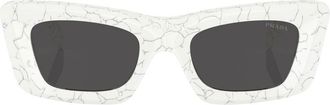 Prada marble-print rectangular-frame sunglasses - women - Acetate - 50 - White