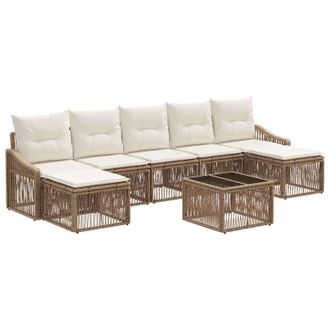 vidaXL Conjunto De Sof&aacute;s De Jard&iacute;n 8 Pcs Beige Rat&aacute;n Sint&eacute;tico Vidaxl
