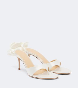 Magda Butrym Floral-appliqu&eacute; satin thong sandals