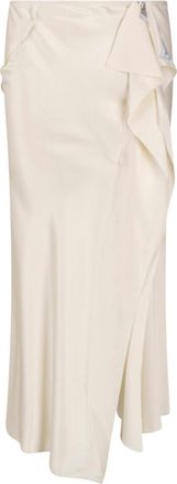 The Attico Cream Drape-Detail Zip-Side Viscose Midi Skirt