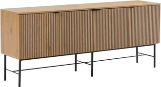 Macabane Aparador 4 piezas, decoraci&oacute;n efecto madera acanalada negra y natural