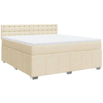 vidaXL Cama Box Spring Con Colch&oacute;n Tela Color Crema 180x200 Cm Vidaxl
