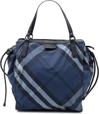 Burberry Pre-owned Tote Bags, female, Blue, Size: ONE SIZE Pre-owned Classic Print Tote Bag