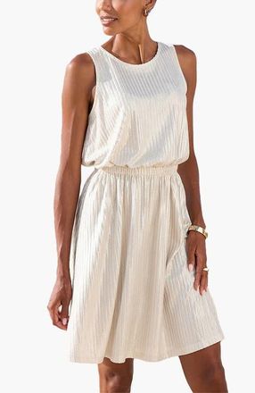 Lascana Womens Metallic Sleeveless Dress in Beige Gold at Nordstrom, Size 12