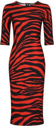 Dolce & Gabbana zebra-print midi dress - women - Spandex/Elastane/Nylon - 38 - Red