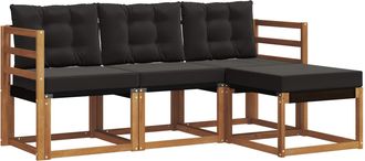 vidaXL Conjunto De Sof&aacute;s De Exterior 4 Uds. Natural Y Negro Vidaxl