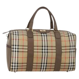 Burberry Pre-owned Boston Bag - Dames - Vintage Weekendtas - Beige - ONE Size - Leer - Vintage