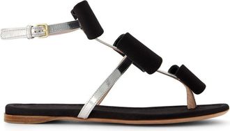 Giambattista Valli bow-detail flat sandals - women - Calf Leather/Calf Leather/Fabric - 36 - Black