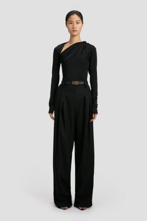 Victoria Beckham High Waisted Cinched Trouser In Black 10