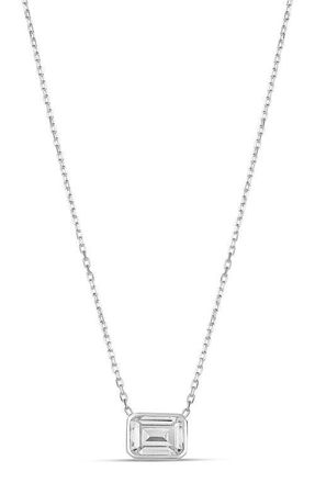 SHYMI Mini Heart Bezel Pendant Necklace in Silver/White/emerald Cut at Nordstrom, Size 16