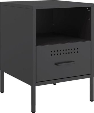 vidaXL Mesita De Noche Acero Negro 36x39x50,5 Cm Vidaxl