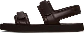 Cesare Gaspari Leren Comfort Velcro Sandalen - Donkerbruin - Dames - Sandalen - Bruin - 42 EU - Leer - Schoenen