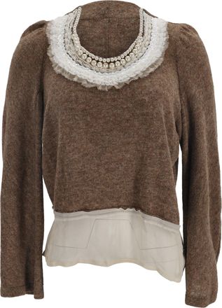 Comme Des Gar&ccedil;ons Tricot Comme des Gar&ccedil;ons Embellished Sweater in Brown Wool