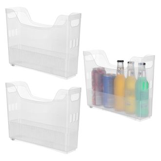 OEM Tres Cajas Para Congelar, Cajas De Almacenamiento De Pl&aacute;stico Transparente Con Ruedas, Cajas De Almacenamiento Altas Y Estrechas Para Armarios De Coci