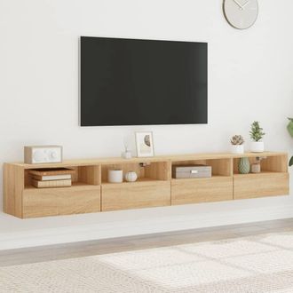 vidaXL Muebles De Pared Para Tv 2 Uds Madera Roble Sonoma 100x30x30 Cm Vidaxl
