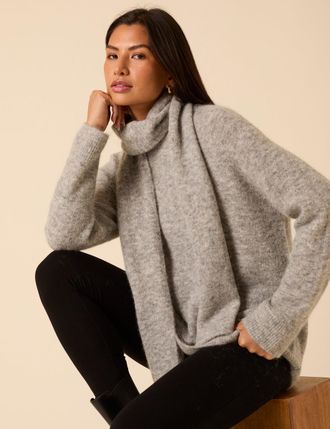 Nobody's Child Grey Oversized Scarf Jumper