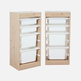Sweeek Mueble De Almacenamiento Infantil 4 Cajas, Set De 2, Sora X2, Natural, 41.5x30x89 Cm