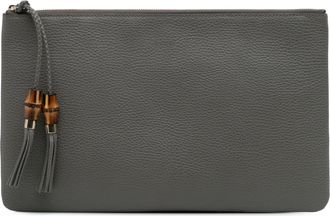 Gucci Tweedehands Kalfslederen Bamboe Kwast Clutch