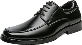 Generic Oxford Shoes for Men Lace Up Apron Toe Square Toe Derby Shoes Vegan Leather Anti-Slip Slip Resistant Block Heel Non Slip Party(Black,10.5 UK)