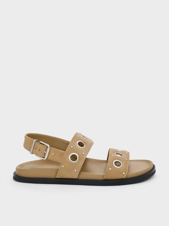 Charles & Keith Faux Suede Grommet Slingback Sandals