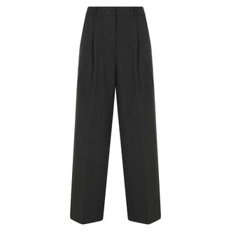 Dunst Wide broek met dubbele plooi - Dames - Broeken - Grijs - Maat: M Zijde