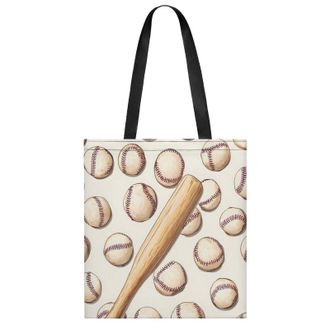 Generic Baseballs And Bats Womens Tote Casual Shopping Bag Lightweight Shoulder Bags Hobos Handbag for Work Travel Daily 35x40cm