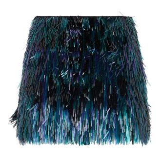 Alberta Ferretti Short Fringed Miniskirt - female - Alberta Ferretti - Short Skirts - Blue - S - Skirts