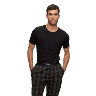 HUGO BOSS Heren-T-shirt met geborduurd logo en ronde hals (set van 3) (Zwart/marineblauw/antracietgrijs)