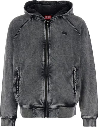 Diesel Grey Hoodie With All-over Faded Effect In Cotton Man