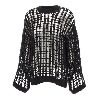 A. Roege Hove Round-neck Knitwear, female, Black, Size: S Spider Knit Interlaced Sweater