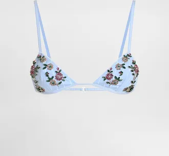 Dolce & Gabbana Striped Poplin Bra With Embroidery - Woman Underwear Multicolor 1