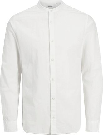 Jack & Jones Plus Size Mens Jjebreeze Band Shirt LS Sn Pls Long Sleeve Shirt, White, 5XL