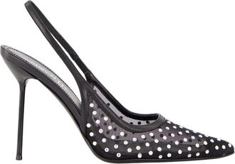 PARIS TEXAS Kristal Slingback met Zwart Mesh - Dames - Pumps - Zwart - 39 EU - Schoenen